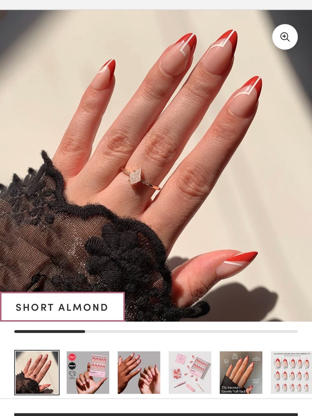 Glamnetic Red Martini Short Almond Press-On Nails